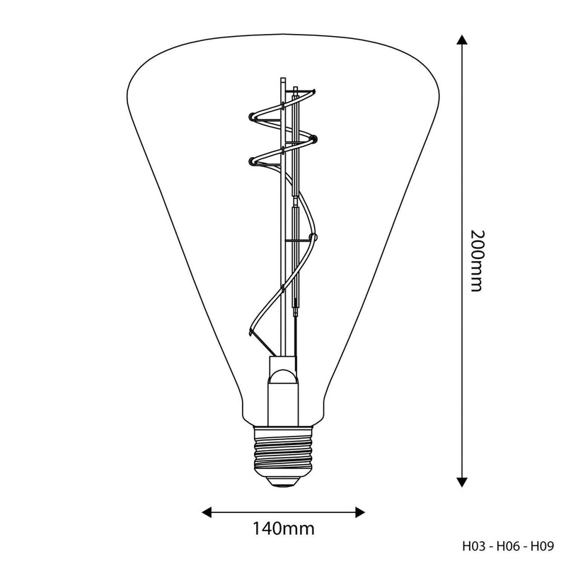 Lâmpada LED Transparente H03 Cone 140 10W E27 Regulável 2700K