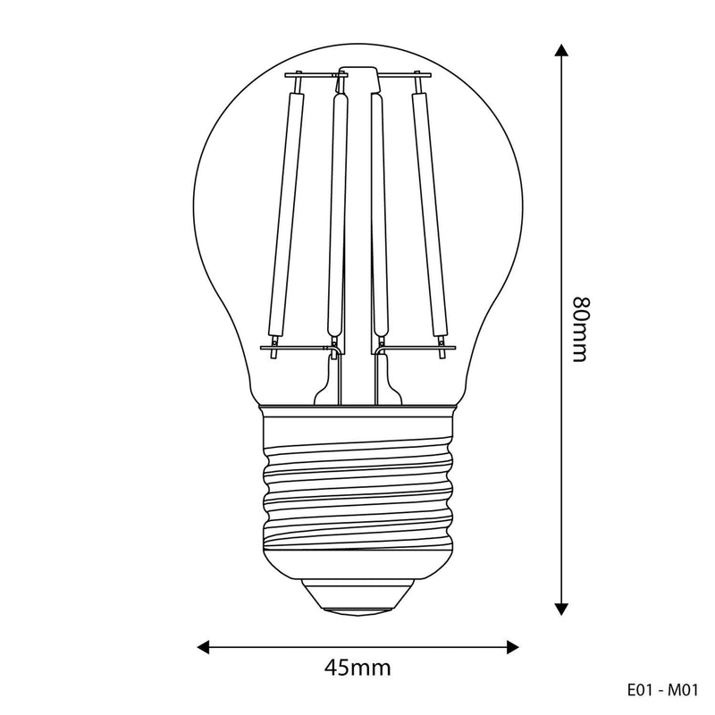 LED Clear Mini Globe Light Bulb G45 2W 136Lm E27 2700K - E08