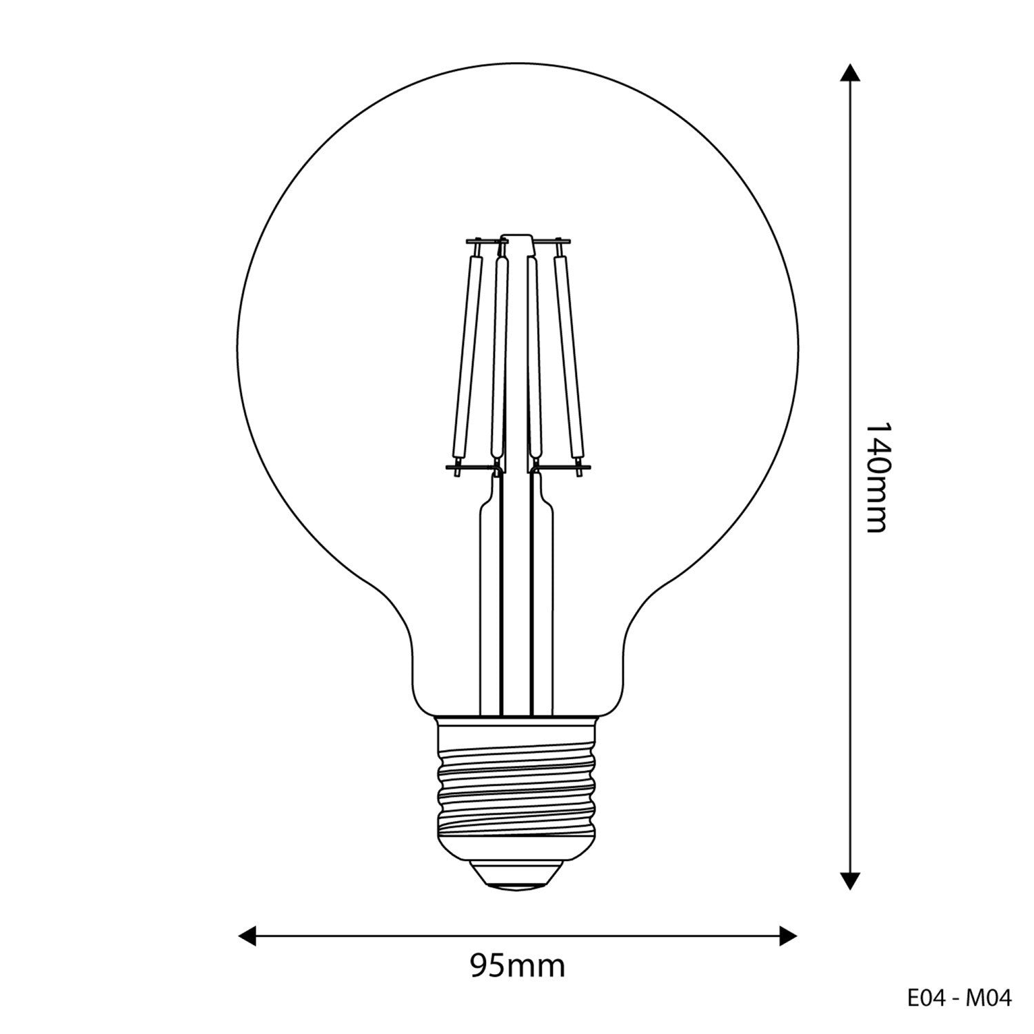 Lâmpada LED Globo Branco Leitoso G95 4W 470Lm E27 2700K - M04