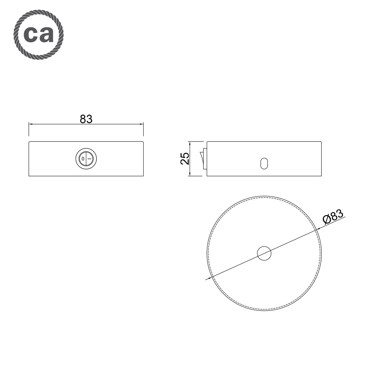 Kit mini rosácea cilíndrica de metal com interruptor