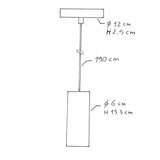 Candeeiro suspenso com cabo têxtil, abajur Tub-E14 e detalhes em metal - Fabricado em Itália