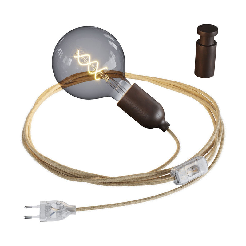 Snake fiação com suporte de lâmpada de madeira plugue e interruptor completo com clipe de cabo de madeira Rolé