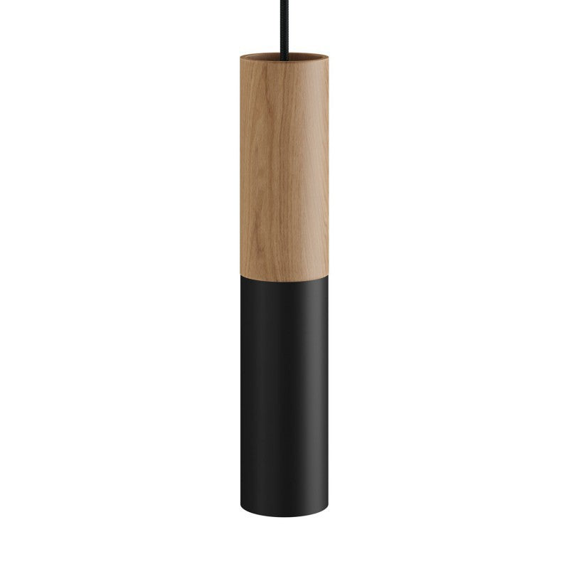 Tub-E14 tubo de madeira e metal para holofotes com suporte para lâmpada de anel duplo E14
