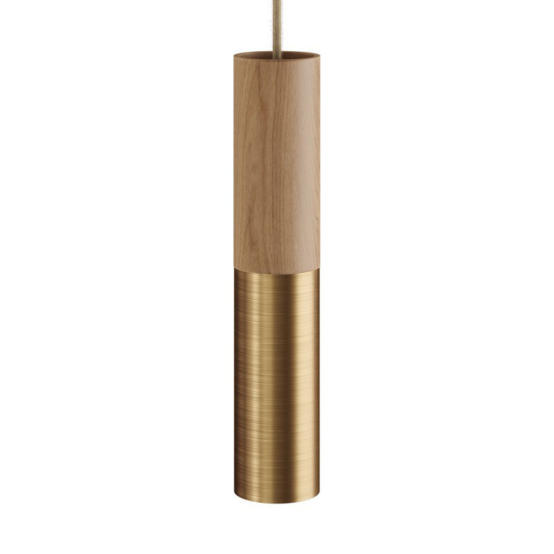 Tub-E14 tubo de madeira e metal para holofotes com suporte para lâmpada de anel duplo E14