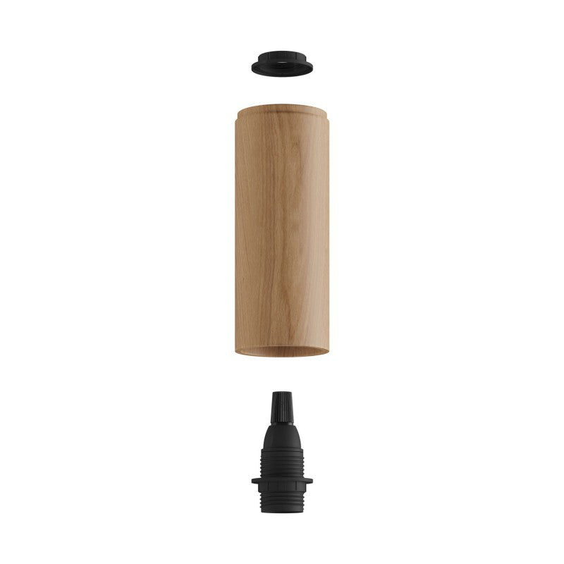 Tub-E14 tubo de madeira para holofote com suporte para lâmpada de anel duplo E14