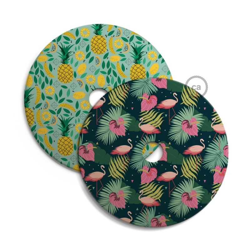 OVNI Abajur de madeira ilustrado por vários artistas dupla face - 33 cm de diâmetro