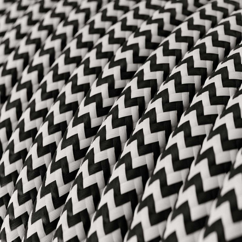 Cabo elétrico redondo revestido em seda artificial ZigZag RZ04 Preto