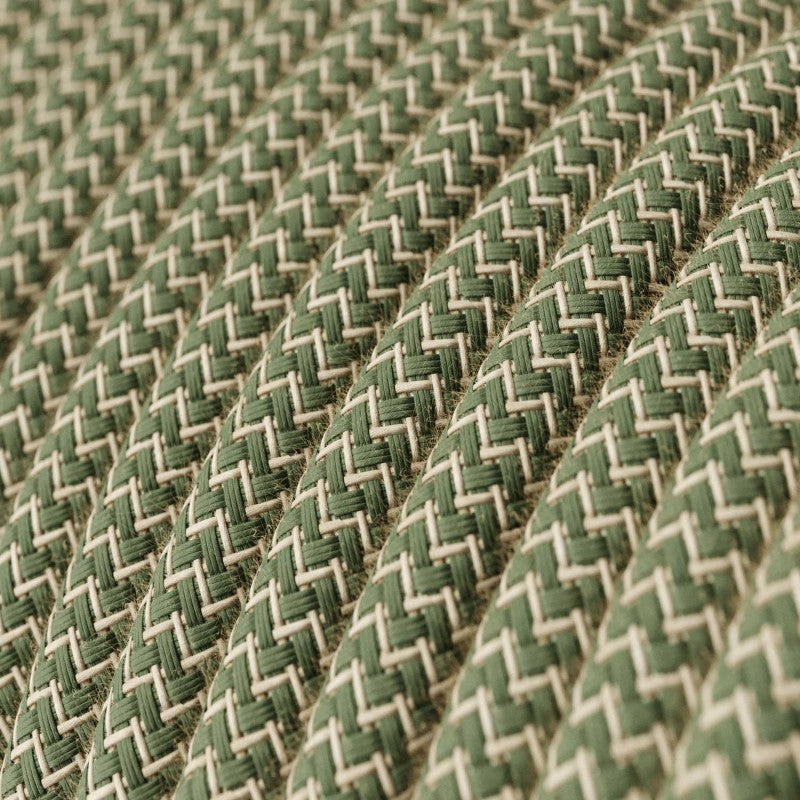 Cabo elétrico redondo revestido em Algodão e Linho Natural ZigZag RD72 Verde Tomilho