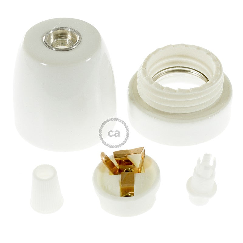 Kit de casquilho E27 em porcelana