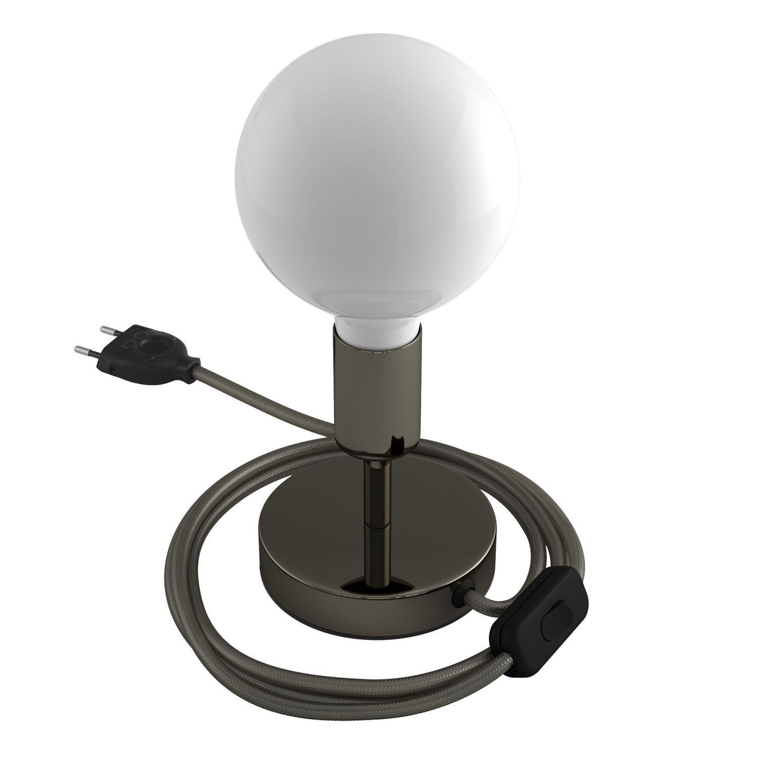 Alzaluce - metal table lamp with fabric cable, switch and 2 poles plug