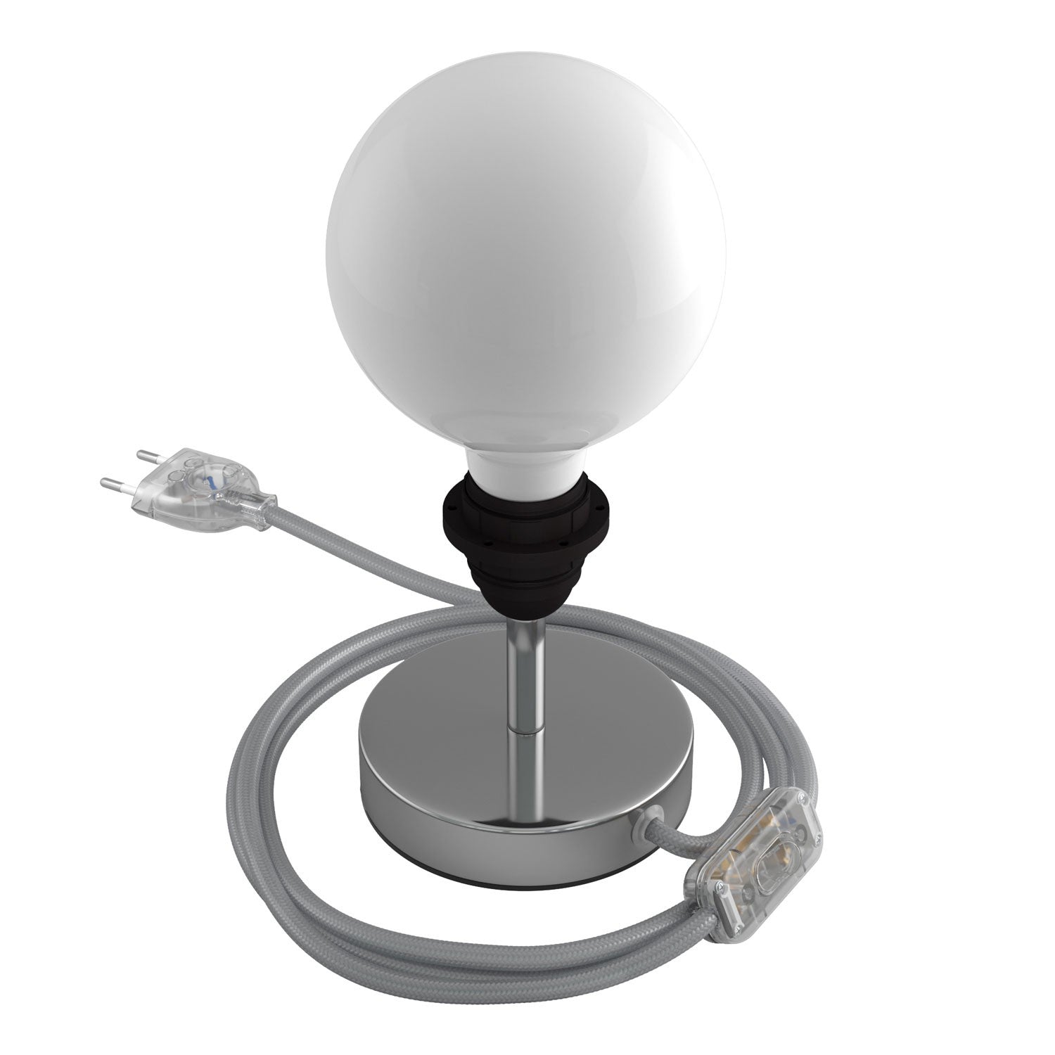 Alzaluce - metal table lamp for lampshades with fabric cable, switch and 2 poles plug