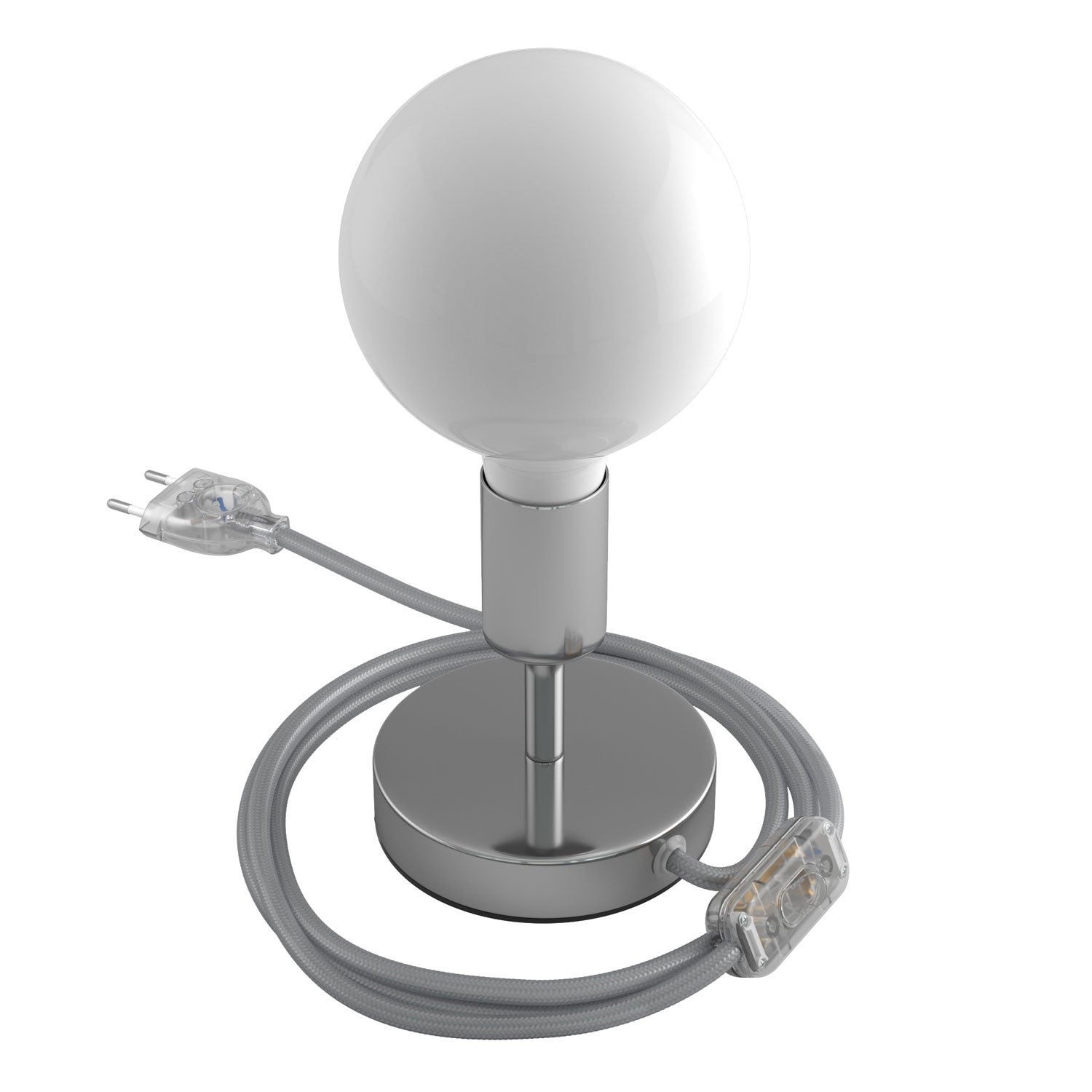 Alzaluce - metal table lamp with fabric cable, switch and 2 poles plug