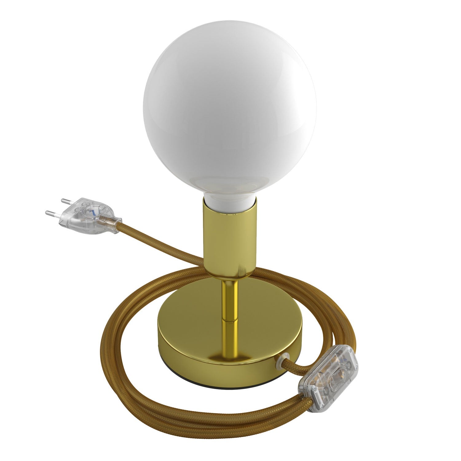Alzaluce - metal table lamp with fabric cable, switch and 2 poles plug