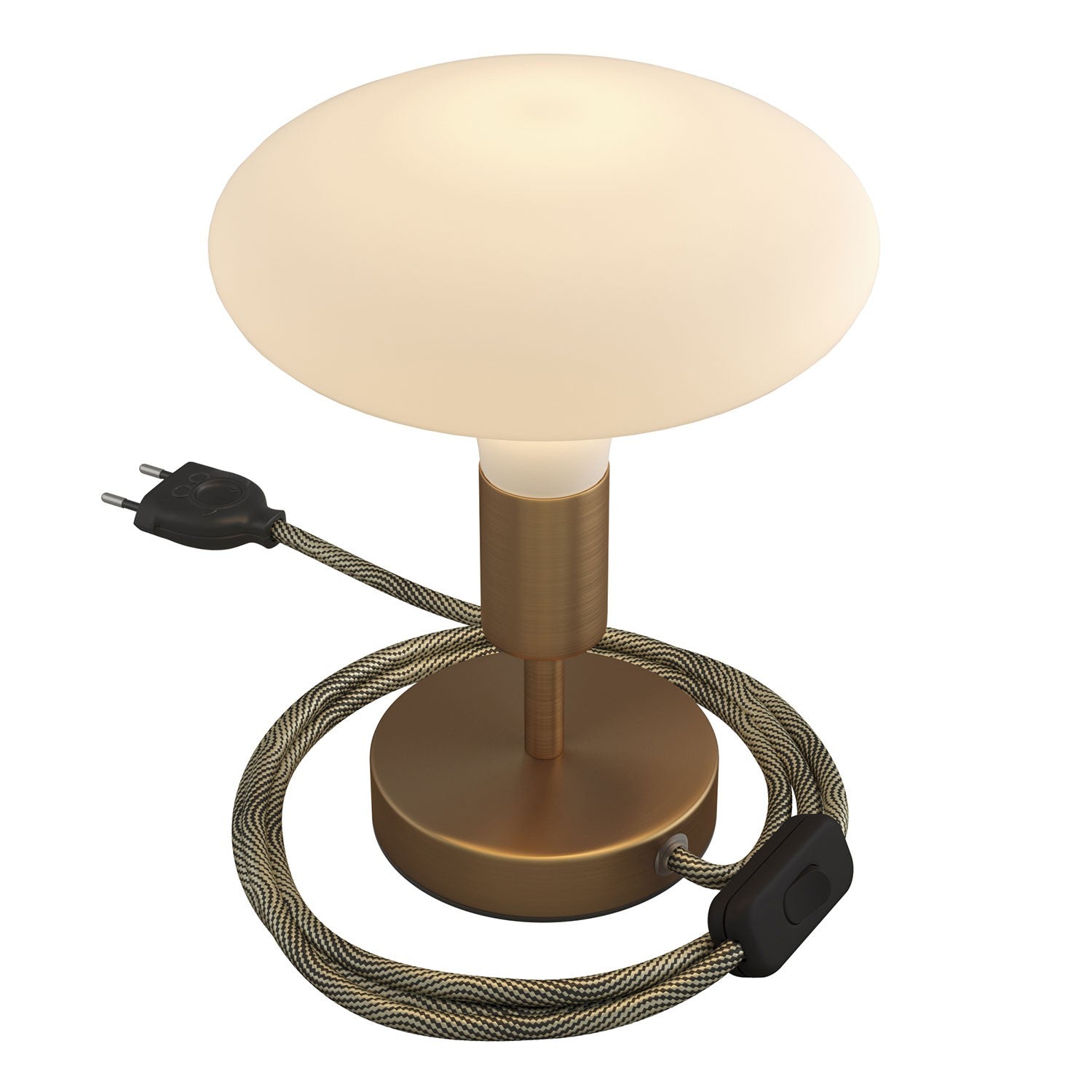 Alzaluce - metal table lamp with fabric cable, switch and 2 poles plug
