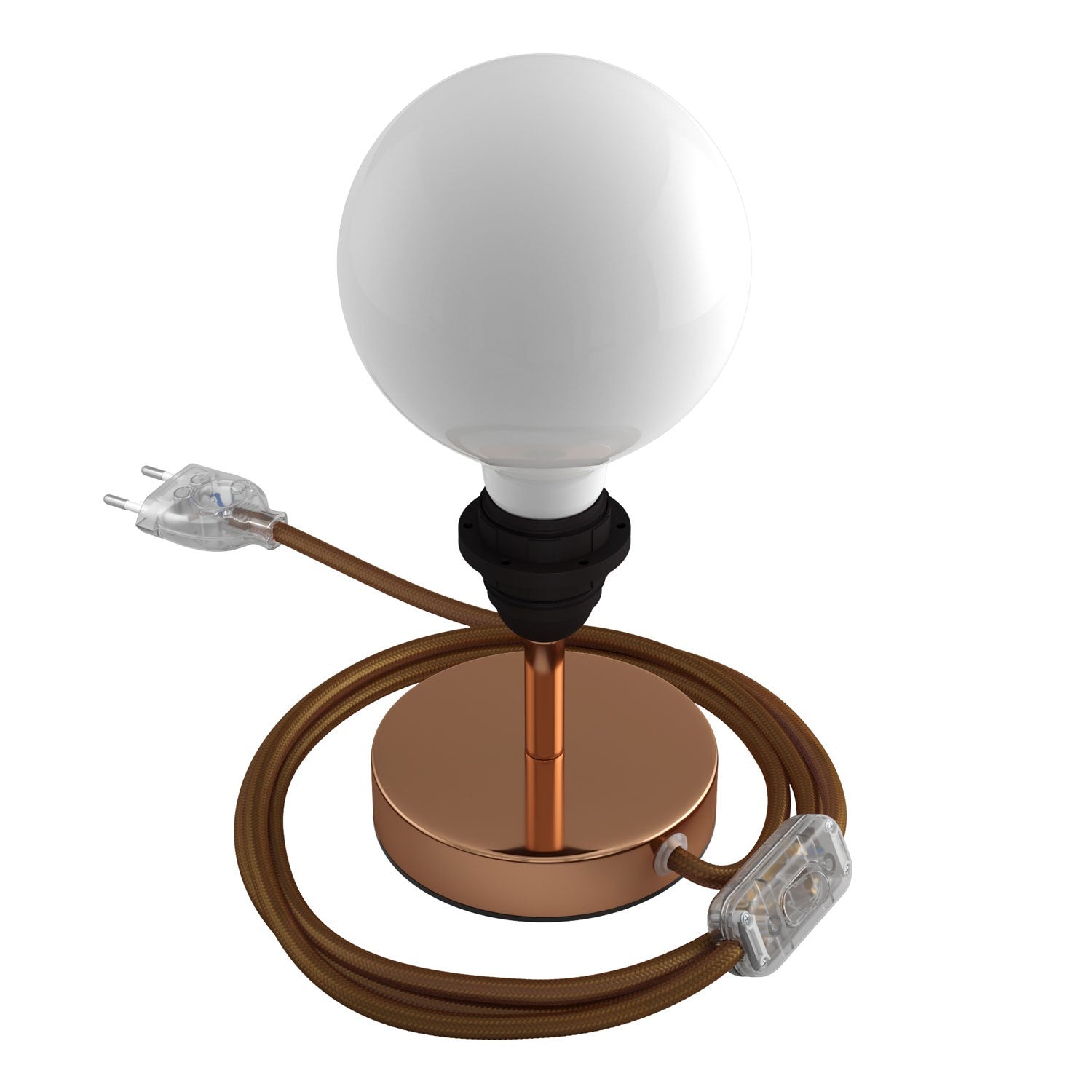 Alzaluce - metal table lamp for lampshades with fabric cable, switch and 2 poles plug