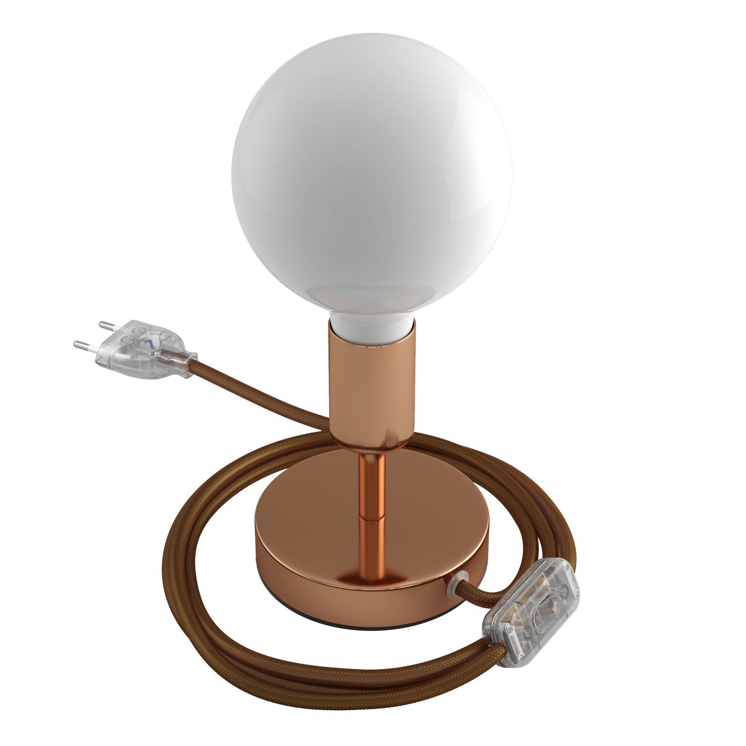 Alzaluce - metal table lamp with fabric cable, switch and 2 poles plug