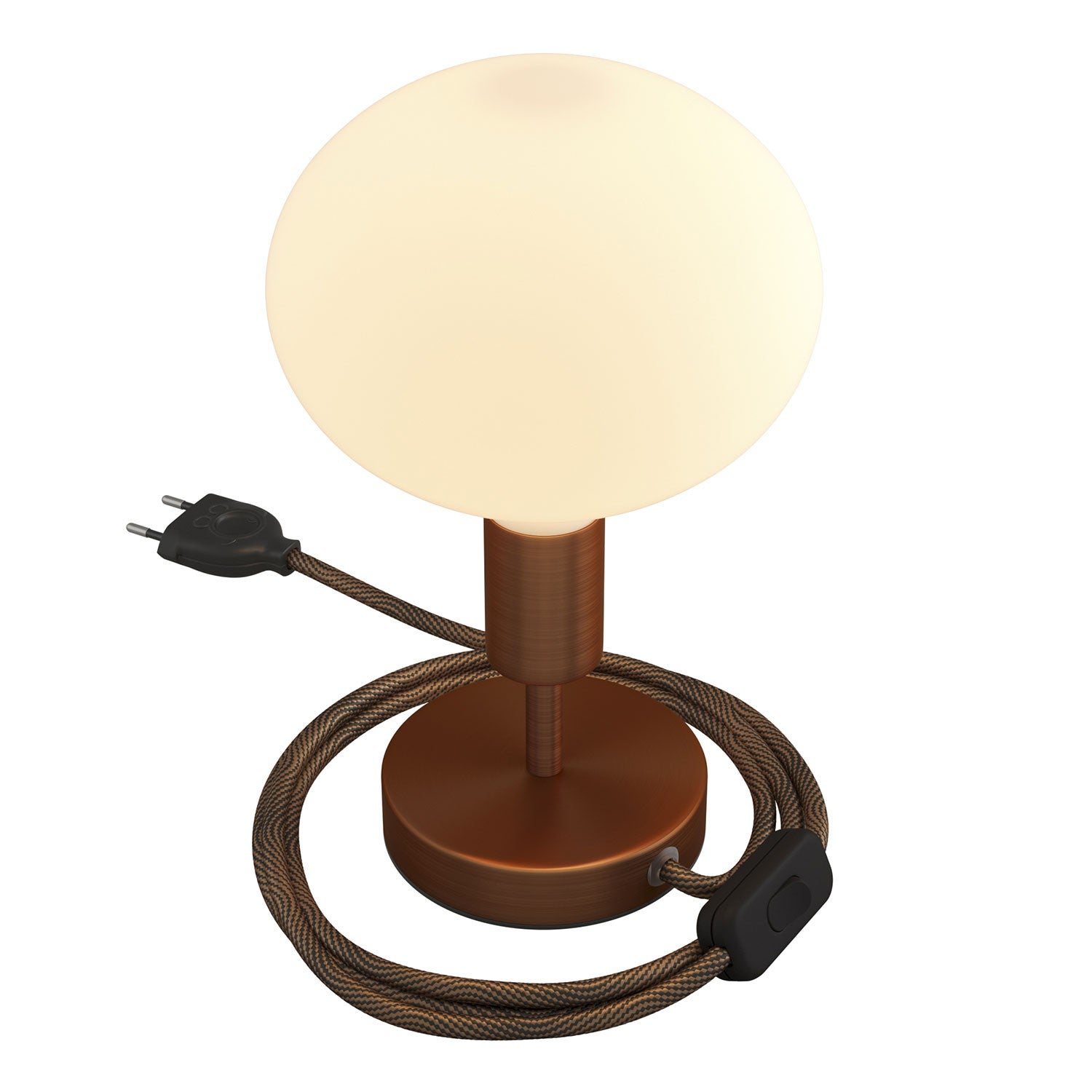Alzaluce - metal table lamp with fabric cable, switch and 2 poles plug