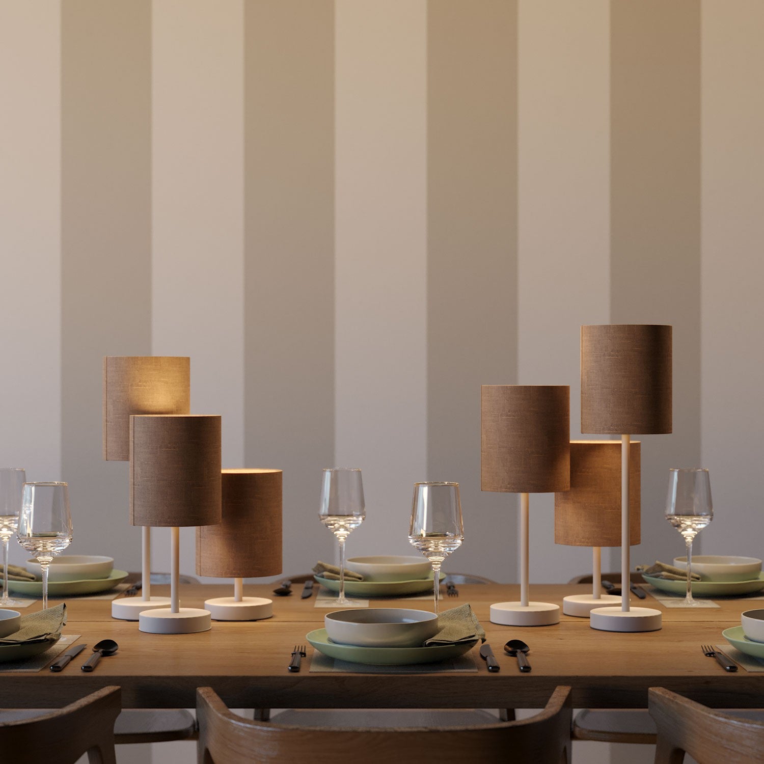 Alzaluce - metal table lamp for lampshades with fabric cable switch and 2 poles plug