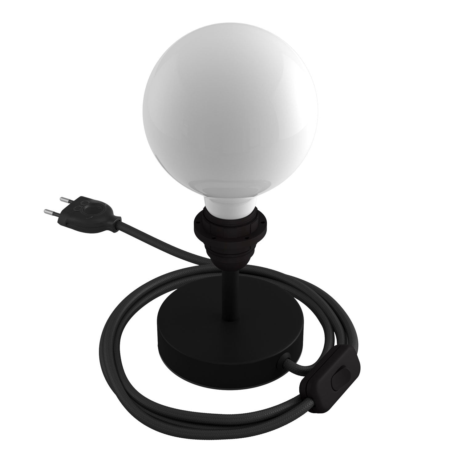 Alzaluce - metal table lamp for lampshades with fabric cable, switch and 2 poles plug