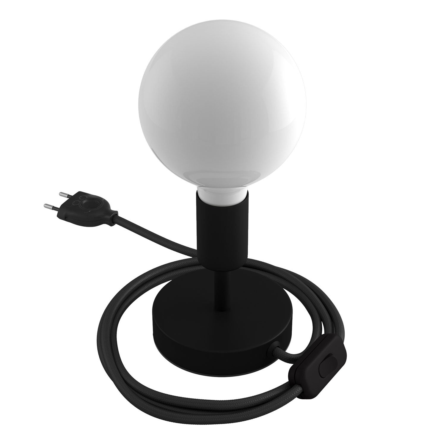 Alzaluce - metal table lamp with fabric cable, switch and 2 poles plug