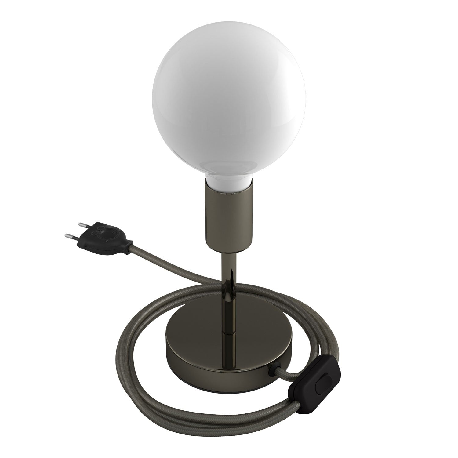 Alzaluce - metal table lamp with fabric cable, switch and 2 poles plug