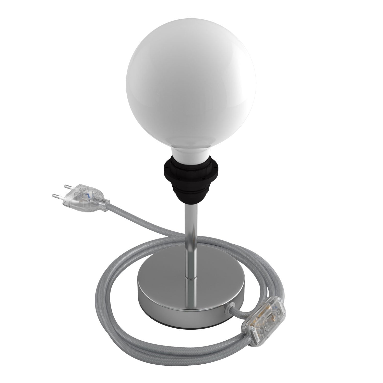 Alzaluce - metal table lamp for lampshades with fabric cable, switch and 2 poles plug