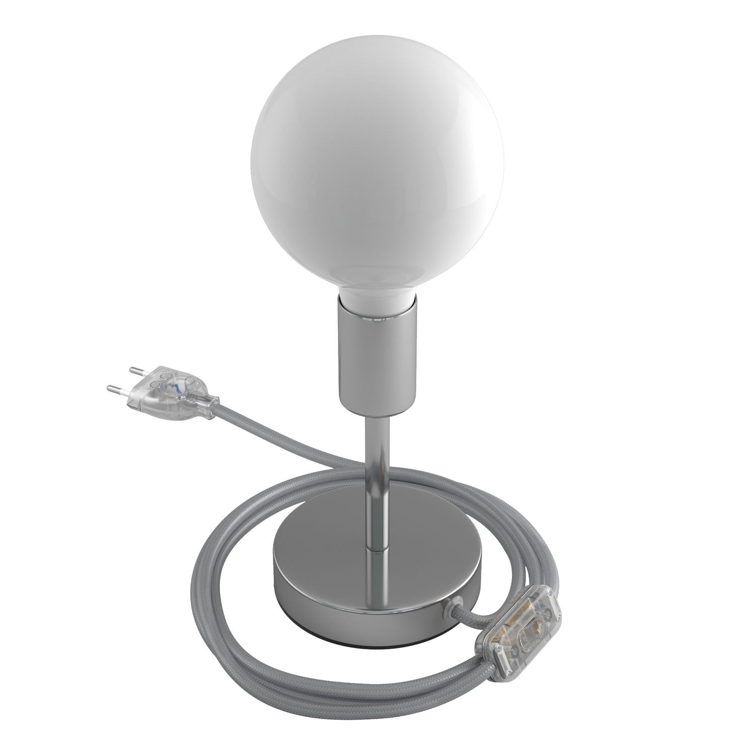 Alzaluce - metal table lamp with fabric cable, switch and 2 poles plug