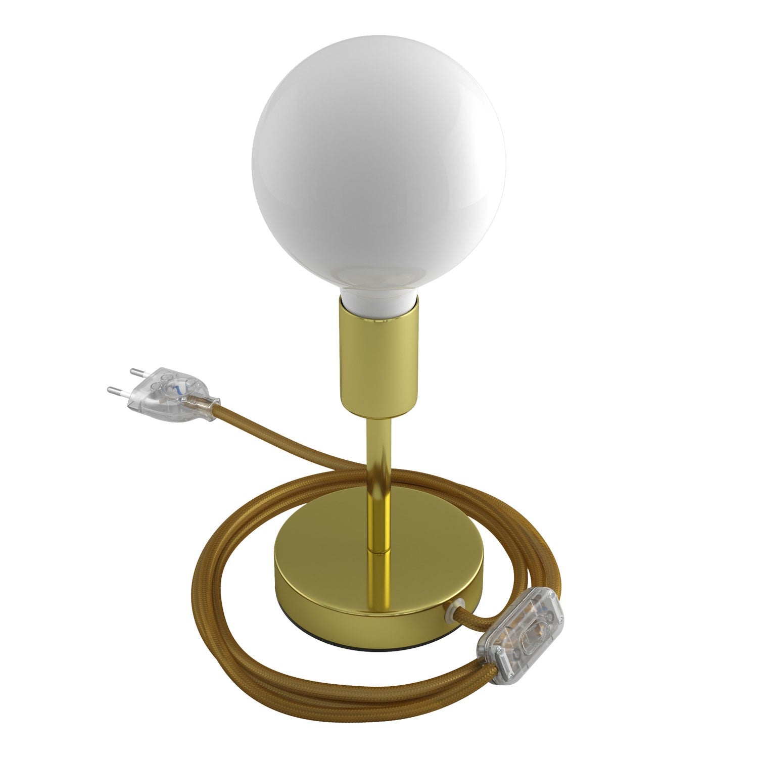 Alzaluce - metal table lamp with fabric cable, switch and 2 poles plug