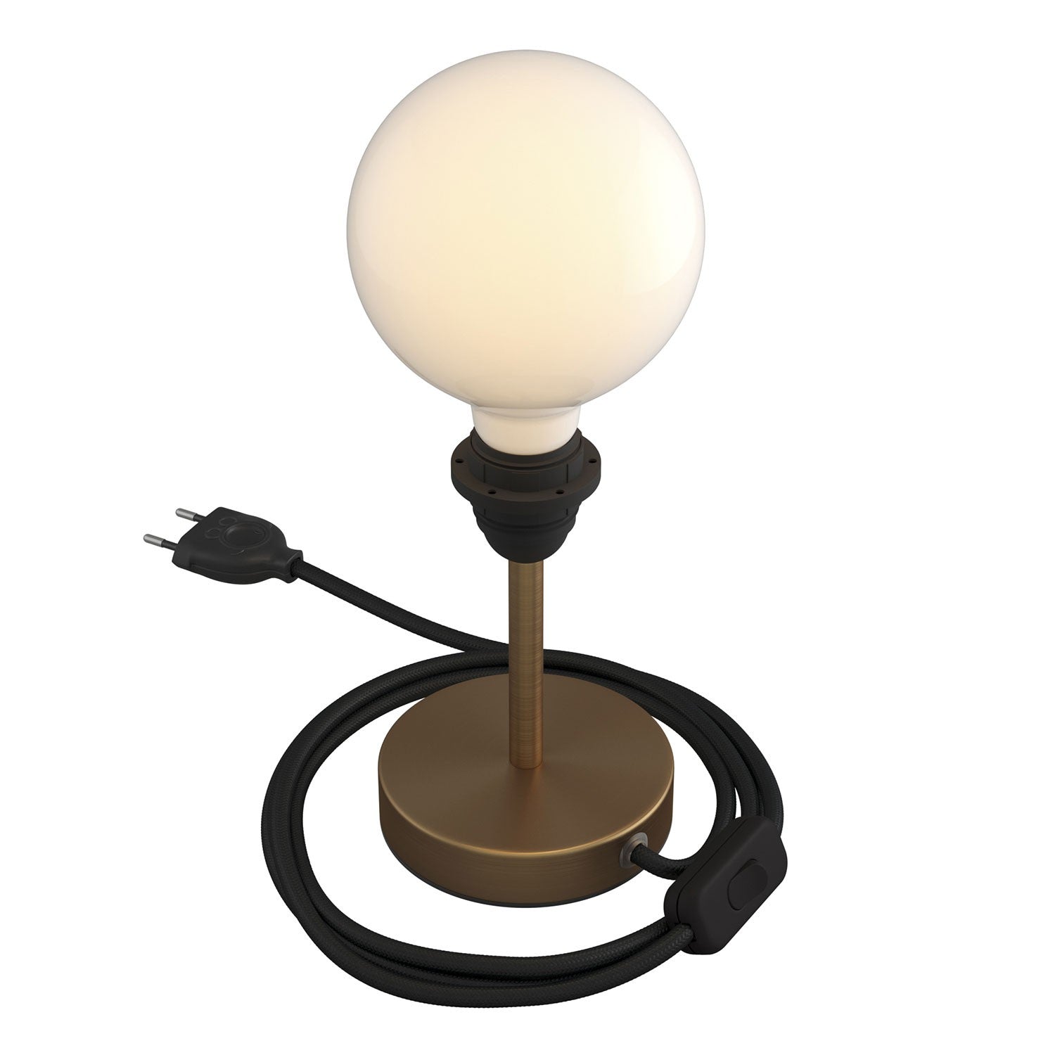 Alzaluce - metal table lamp for lampshades with fabric cable, switch and 2 poles plug