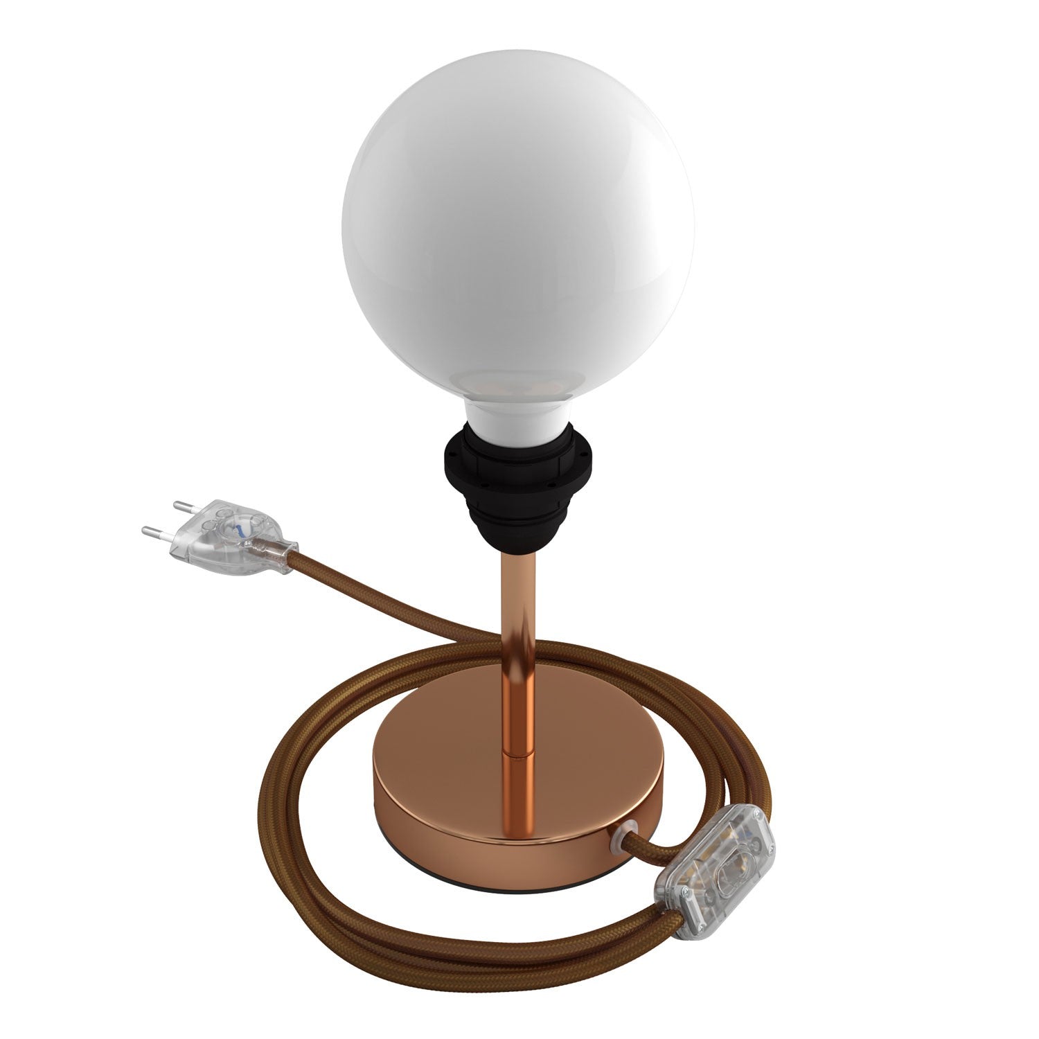 Alzaluce - metal table lamp for lampshades with fabric cable, switch and 2 poles plug