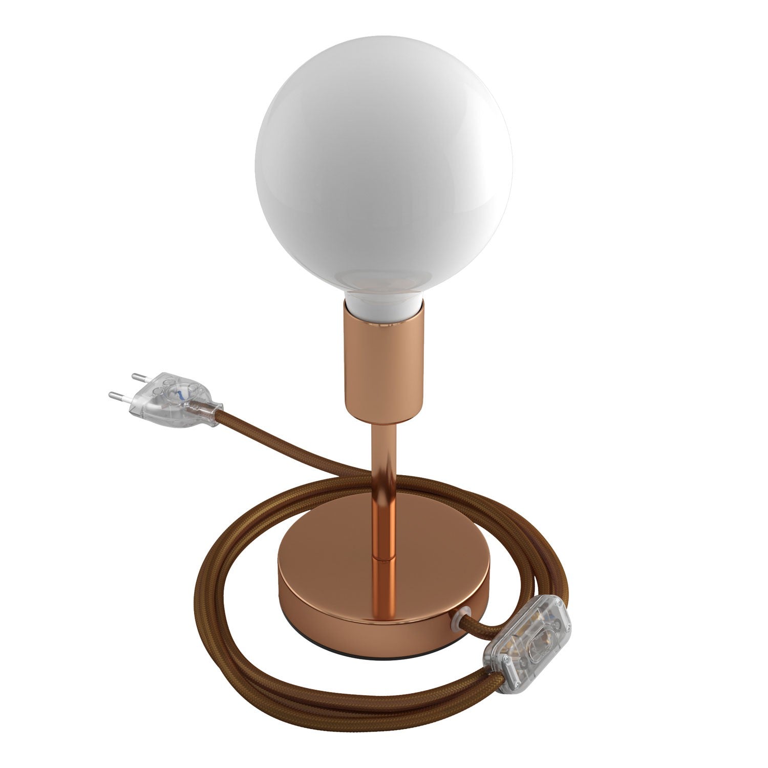 Alzaluce - metal table lamp with fabric cable, switch and 2 poles plug