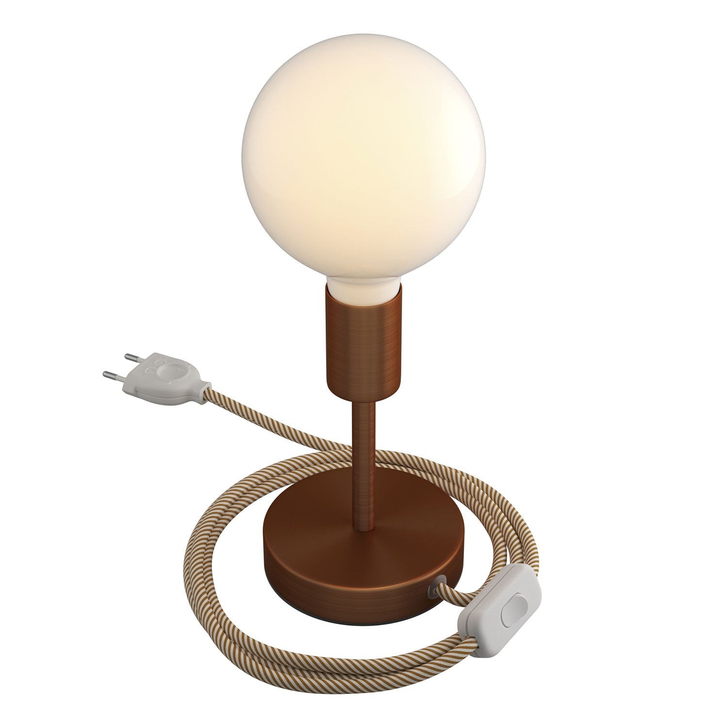 Alzaluce - metal table lamp with fabric cable, switch and 2 poles plug
