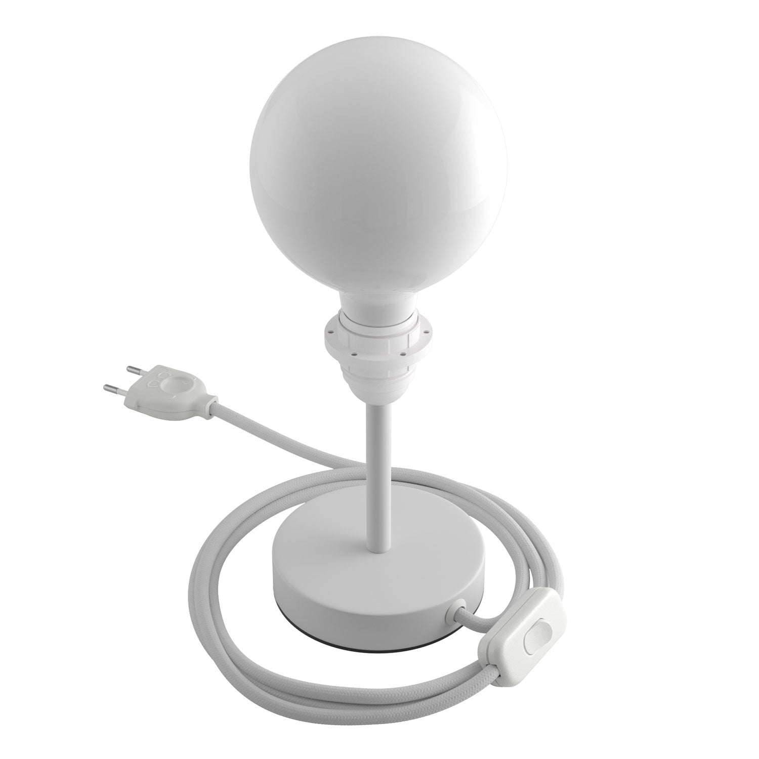 Alzaluce - metal table lamp for lampshades with fabric cable, switch and 2 poles plug