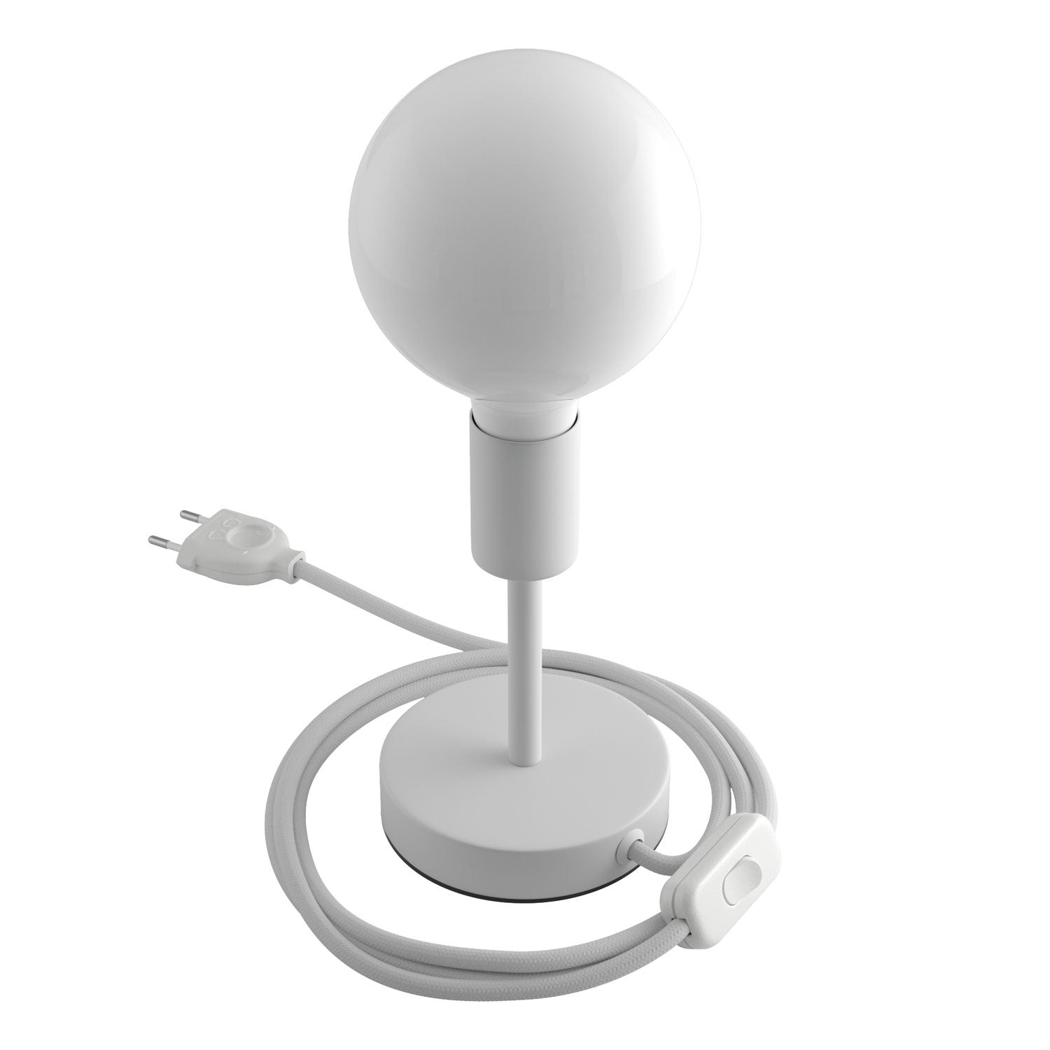 Alzaluce - metal table lamp with fabric cable, switch and 2 poles plug