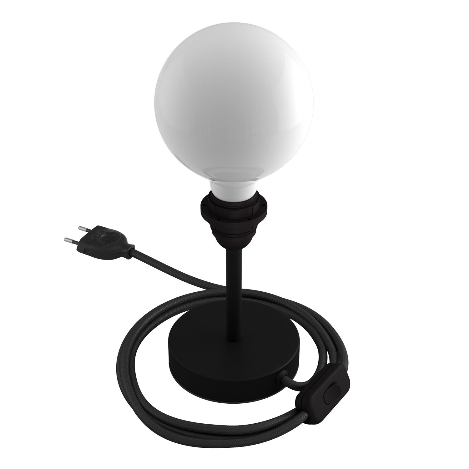 Alzaluce - metal table lamp for lampshades with fabric cable, switch and 2 poles plug