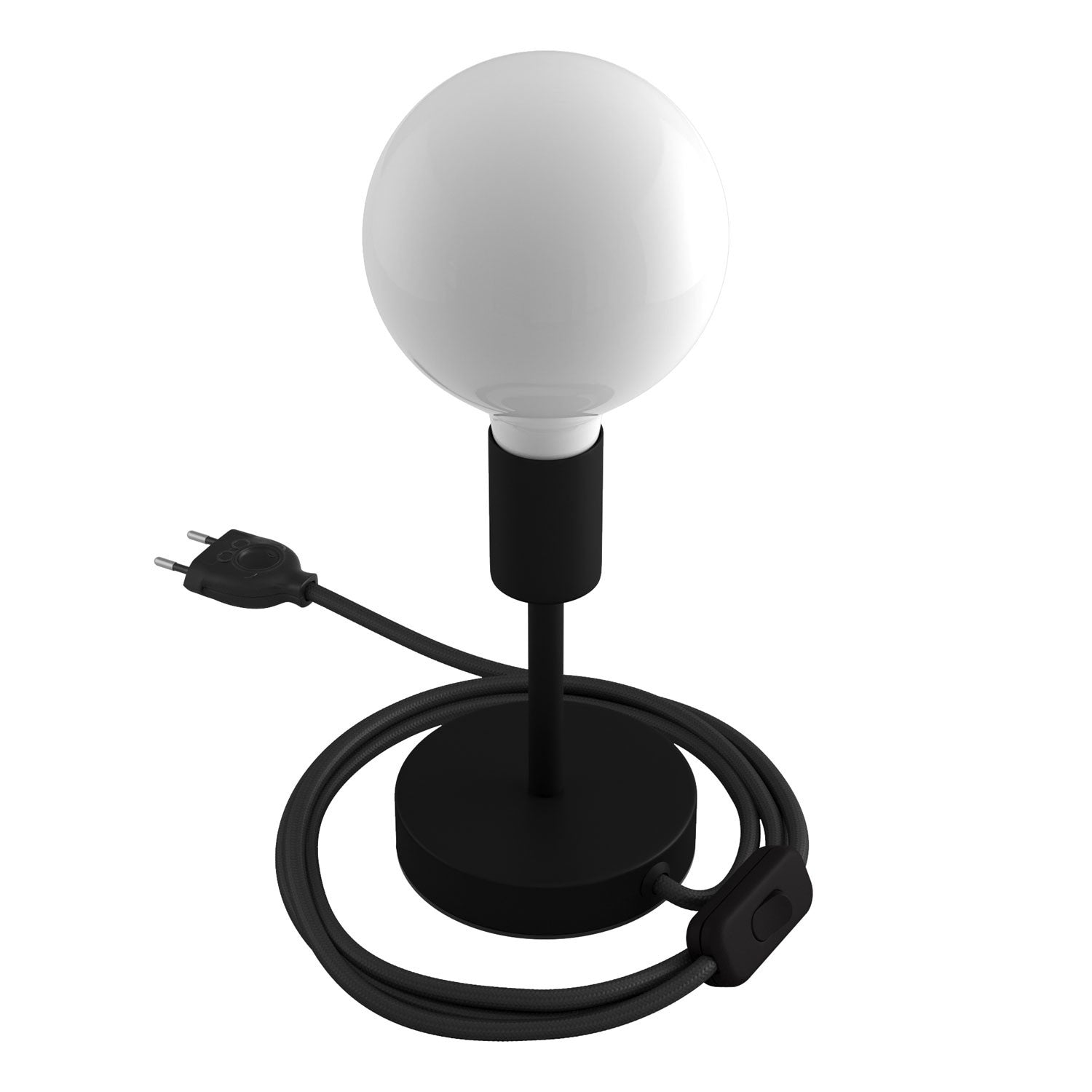 Alzaluce - metal table lamp with fabric cable, switch and 2 poles plug