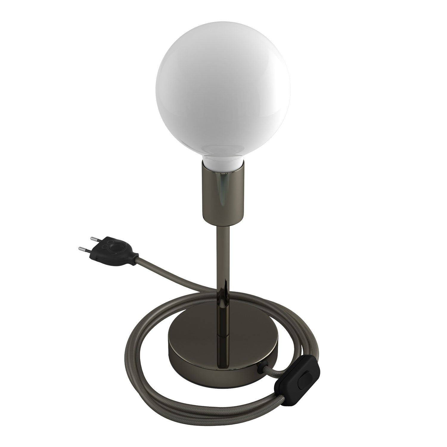 Alzaluce - metal table lamp with fabric cable, switch and 2 poles plug