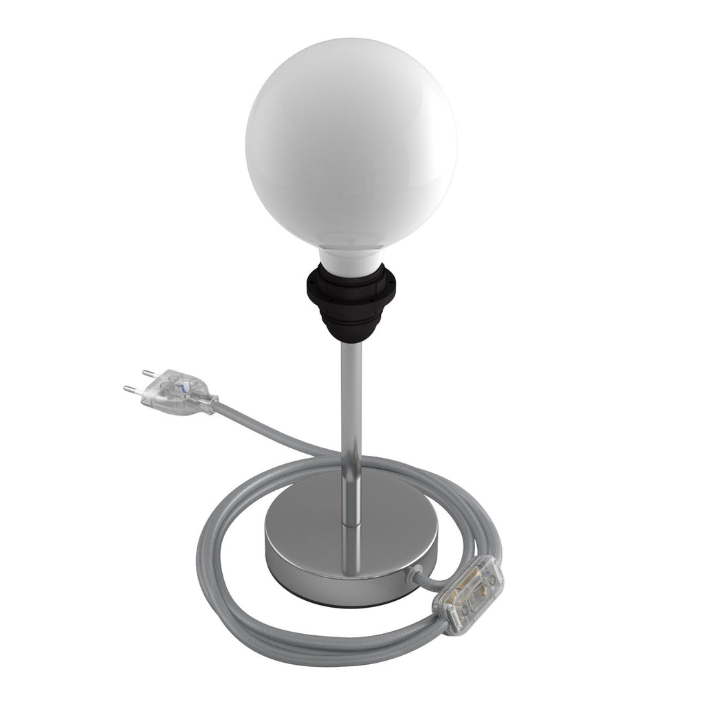 Alzaluce - metal table lamp for lampshades with fabric cable, switch and 2 poles plug