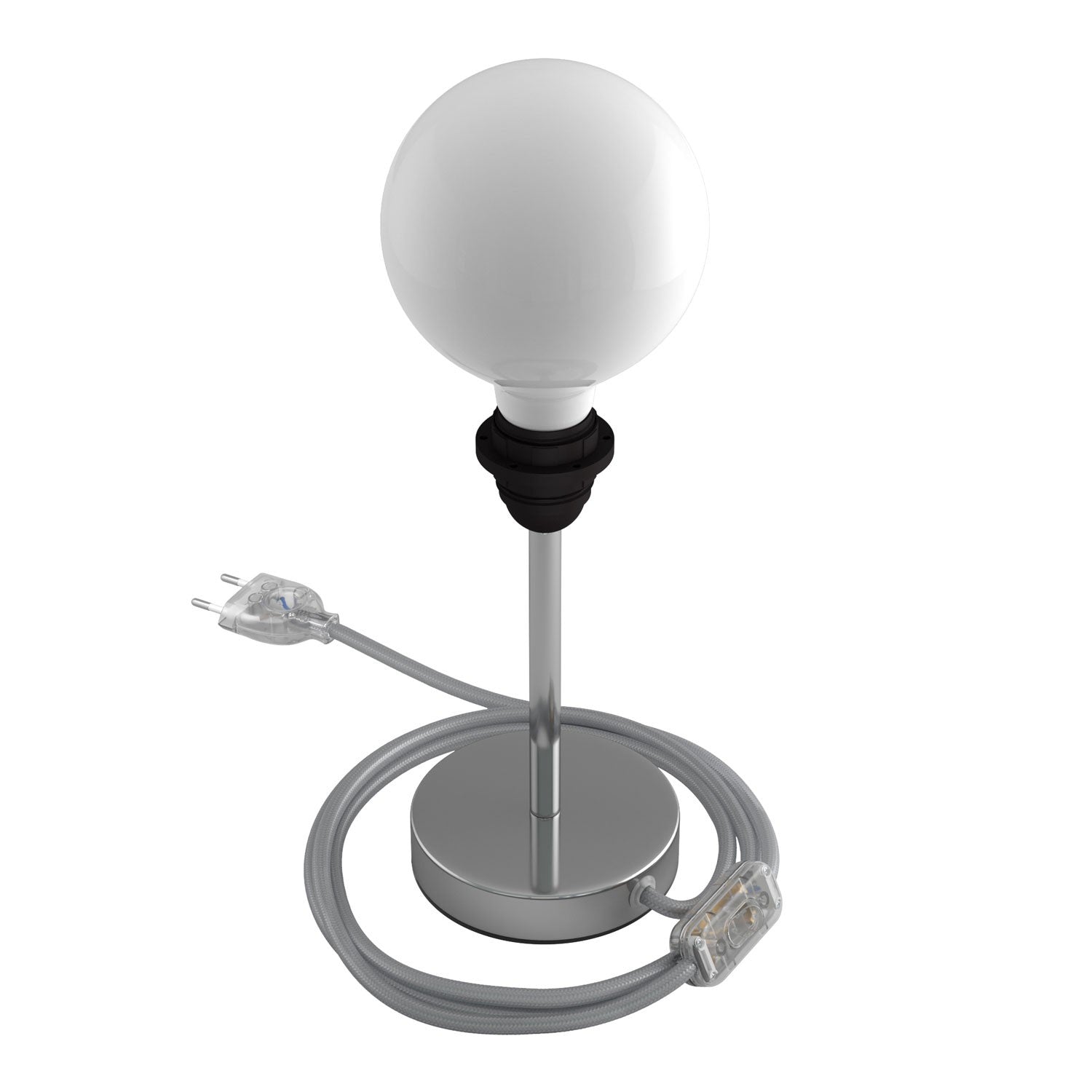Alzaluce - metal table lamp for lampshades with fabric cable, switch and 2 poles plug