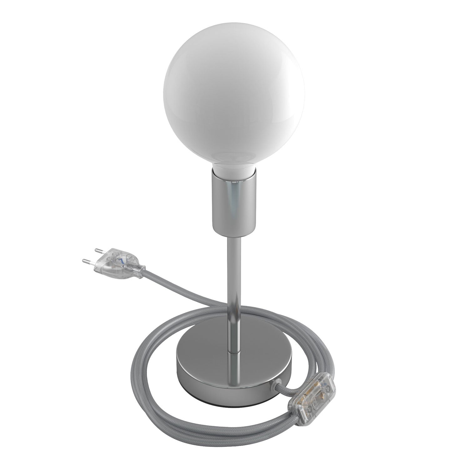 Alzaluce - metal table lamp with fabric cable, switch and 2 poles plug