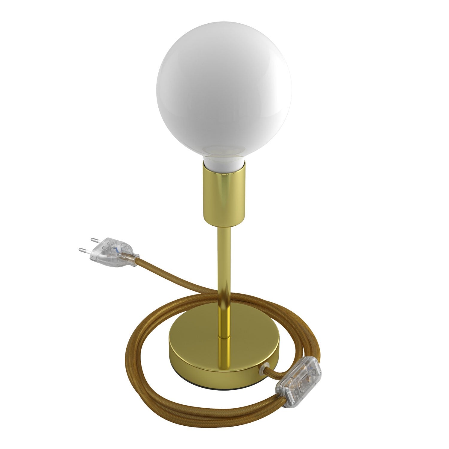 Alzaluce - metal table lamp with fabric cable, switch and 2 poles plug