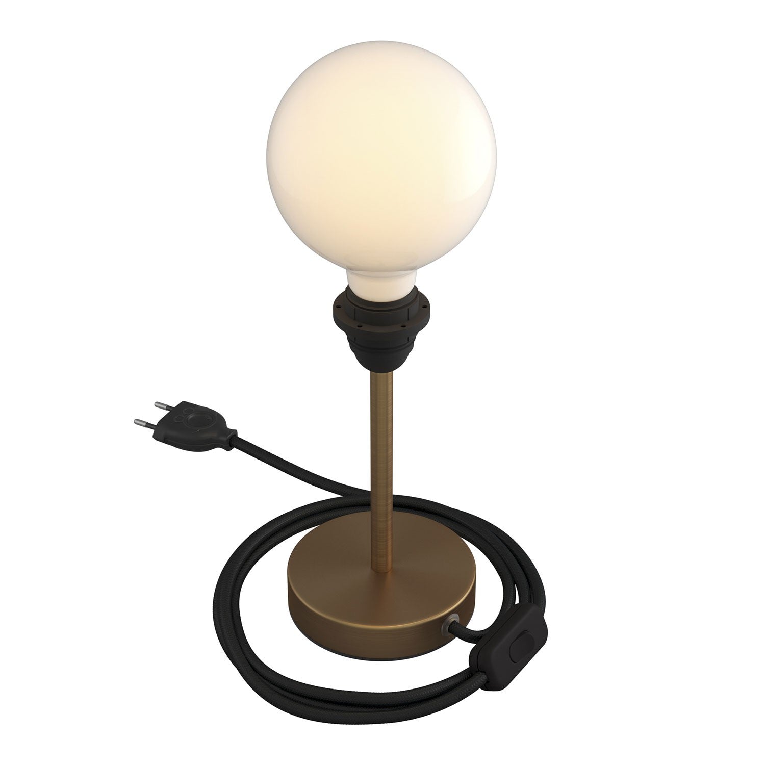 Alzaluce - metal table lamp for lampshades with fabric cable, switch and 2 poles plug