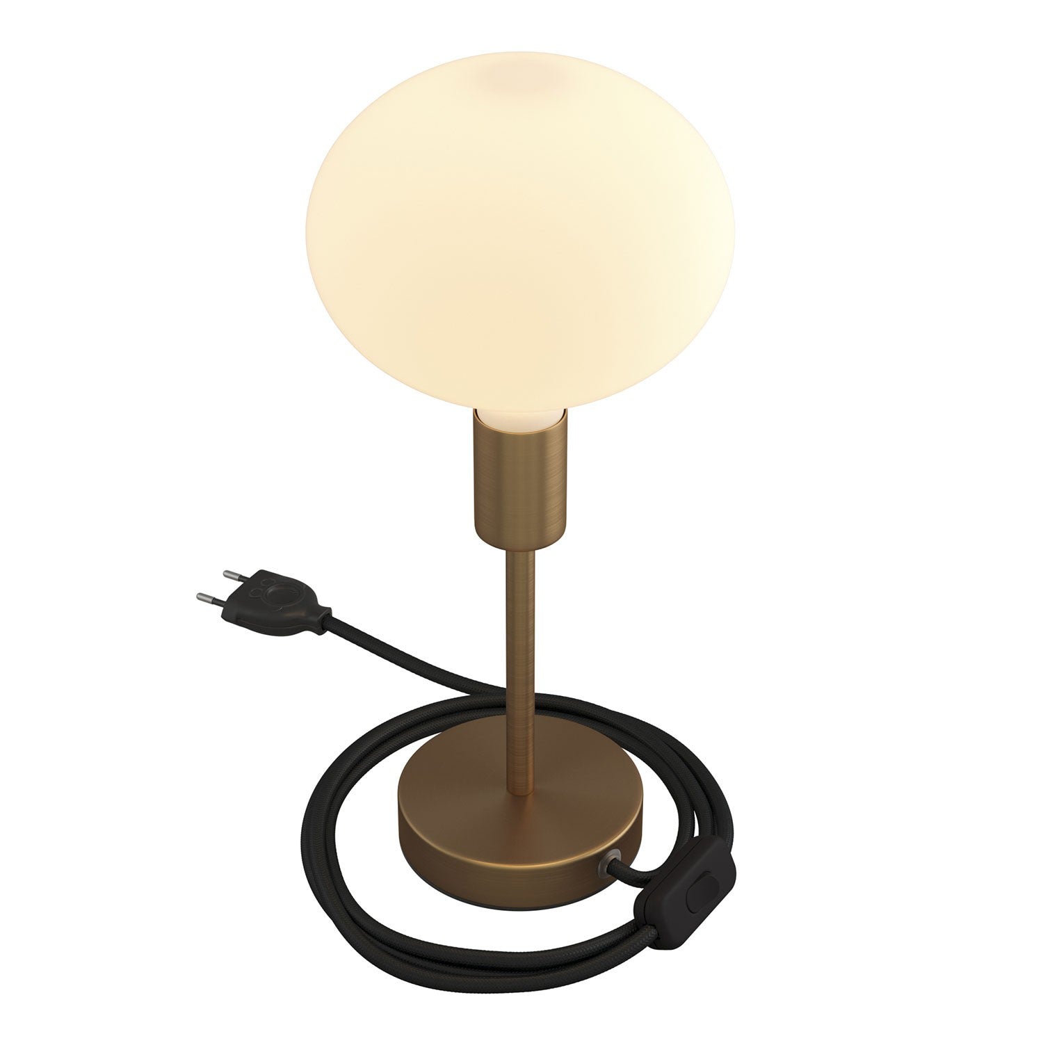 Alzaluce - metal table lamp with fabric cable, switch and 2 poles plug