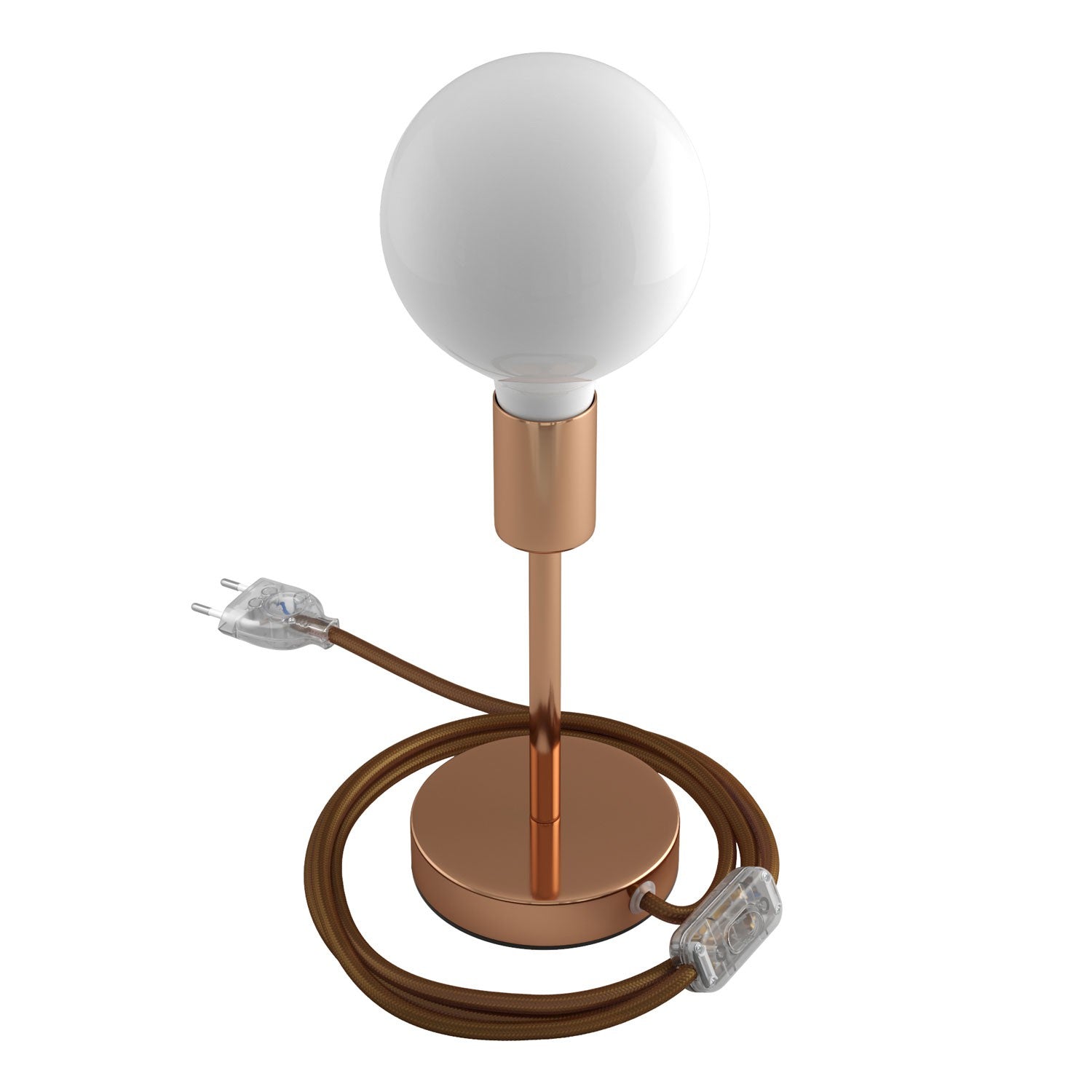 Alzaluce - metal table lamp with fabric cable, switch and 2 poles plug