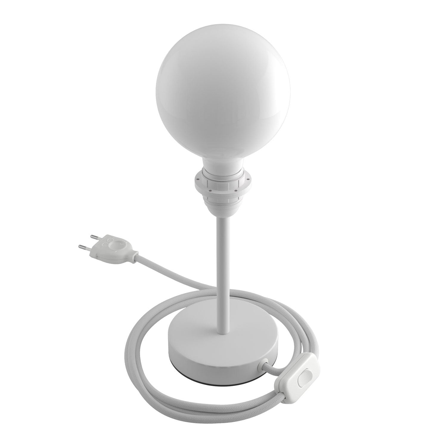 Alzaluce - metal table lamp for lampshades with fabric cable, switch and 2 poles plug