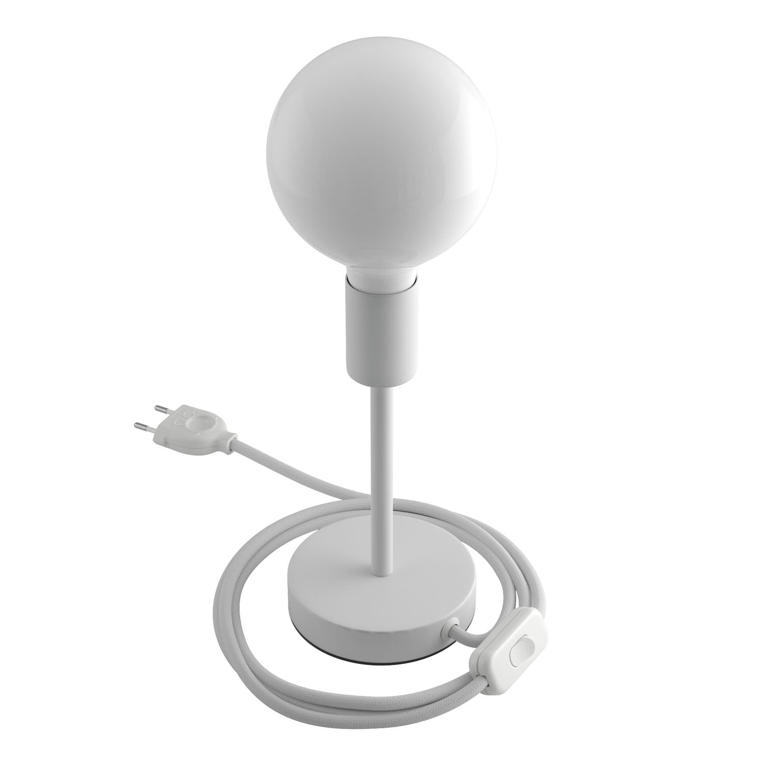 Alzaluce - metal table lamp with fabric cable, switch and 2 poles plug