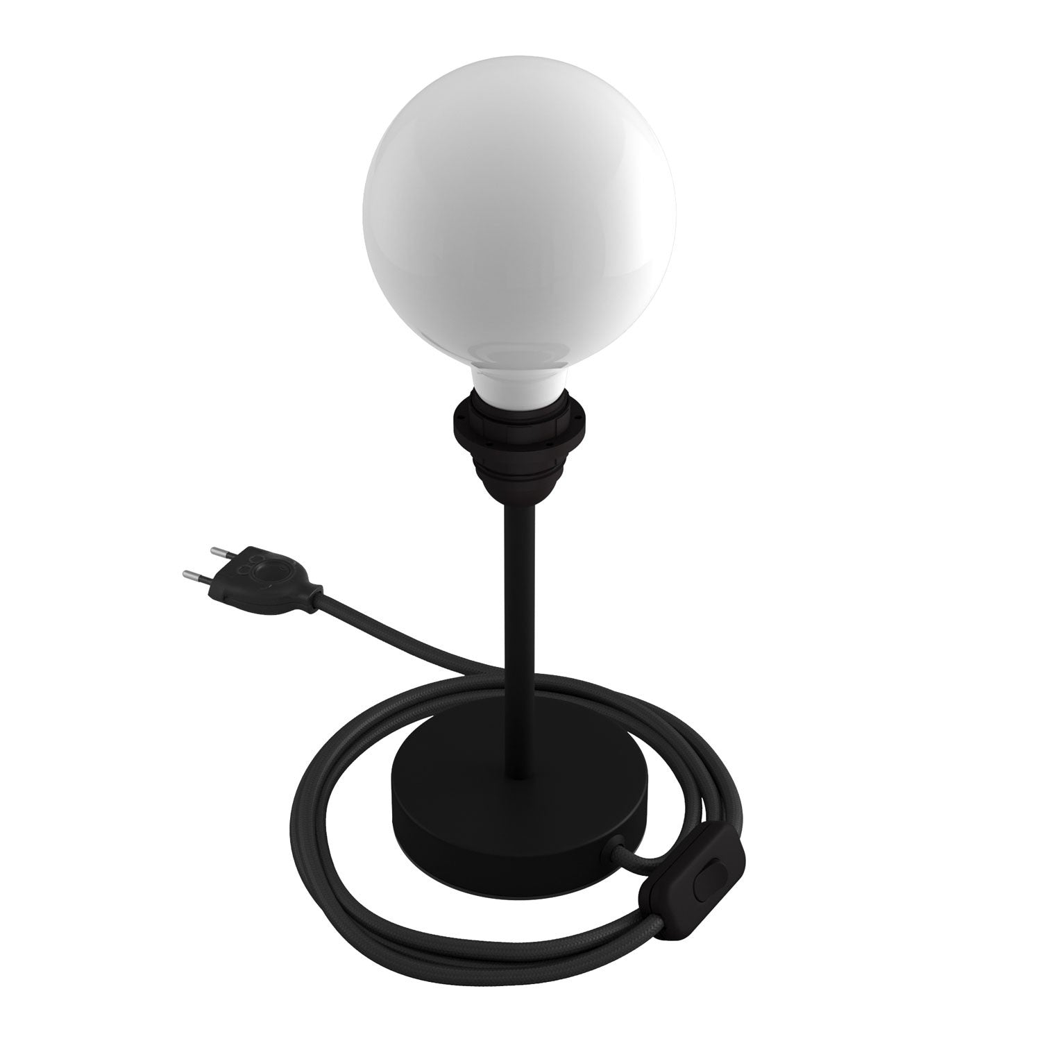 Alzaluce - metal table lamp for lampshades with fabric cable, switch and 2 poles plug