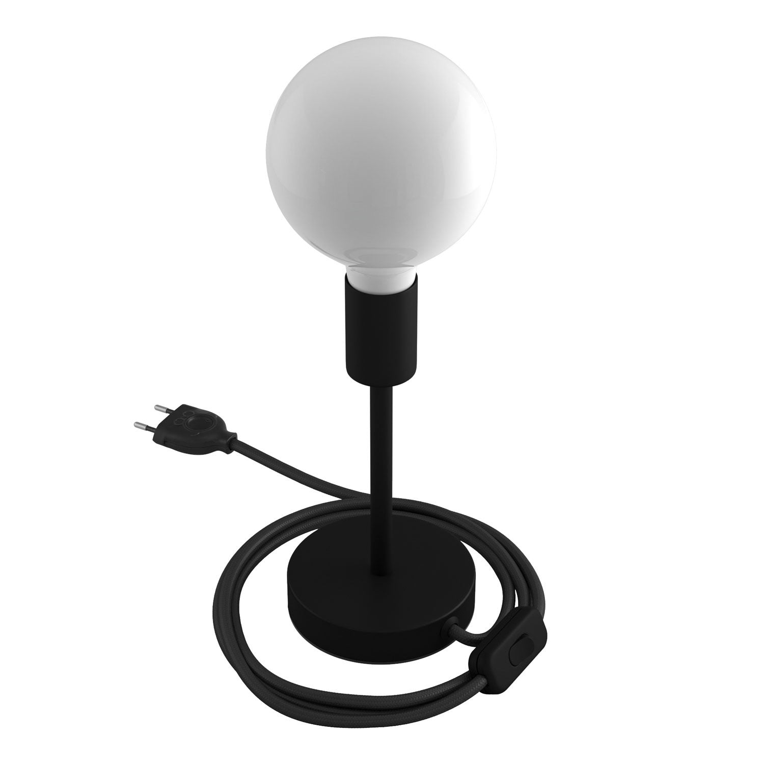Alzaluce - metal table lamp with fabric cable, switch and 2 poles plug