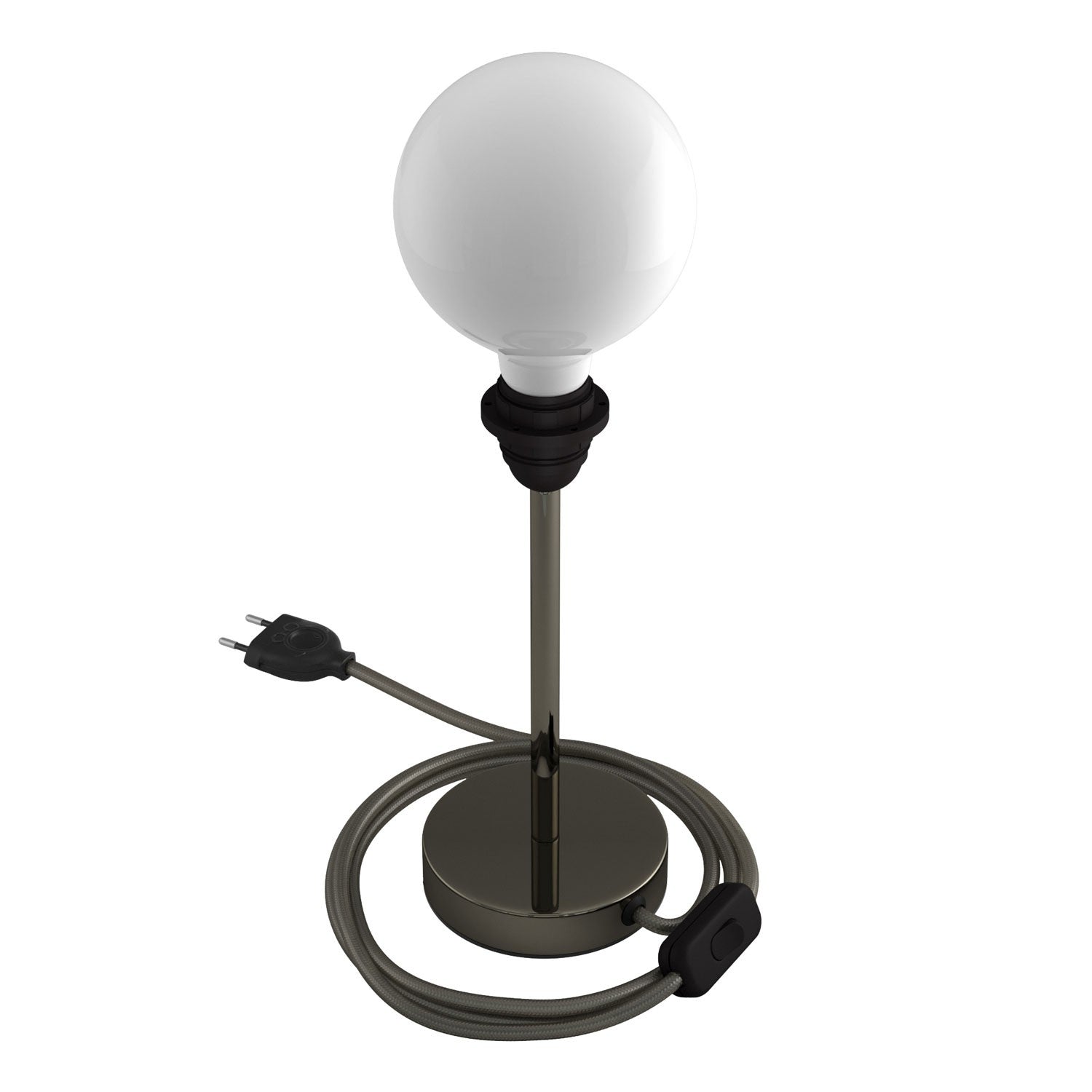 Alzaluce - metal table lamp for lampshades with fabric cable, switch and 2 poles plug