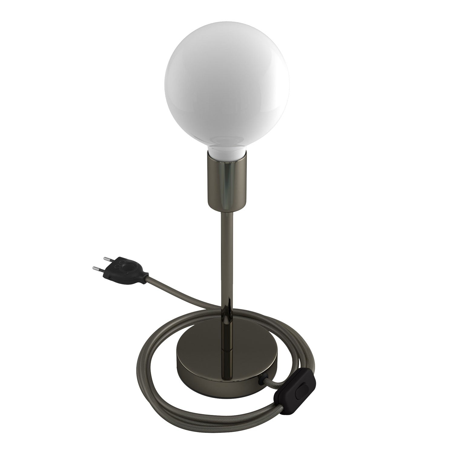 Alzaluce - metal table lamp with fabric cable, switch and 2 poles plug